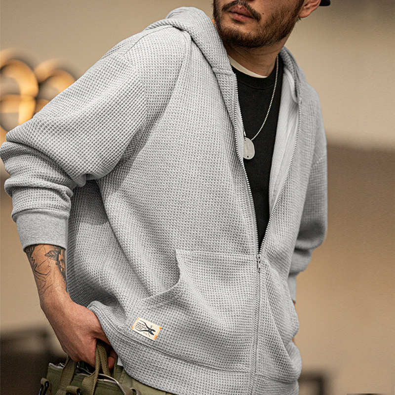 Japanese Brand Streetwear Vintage - Maden Japanese Vintage Gray Waffle Hoodies