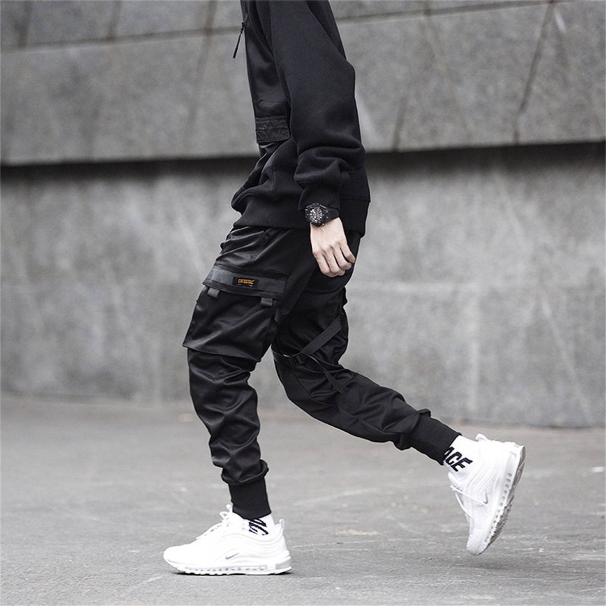 Black Hip Hop Cargo Pants Summ - Streetwear Brand Marketing 评论和价格